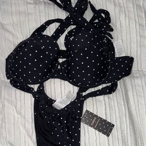 Cupshe x Kelsey Anderson bottoms NWT. Polka Dot Bikini top:(L) bottoms: (M)